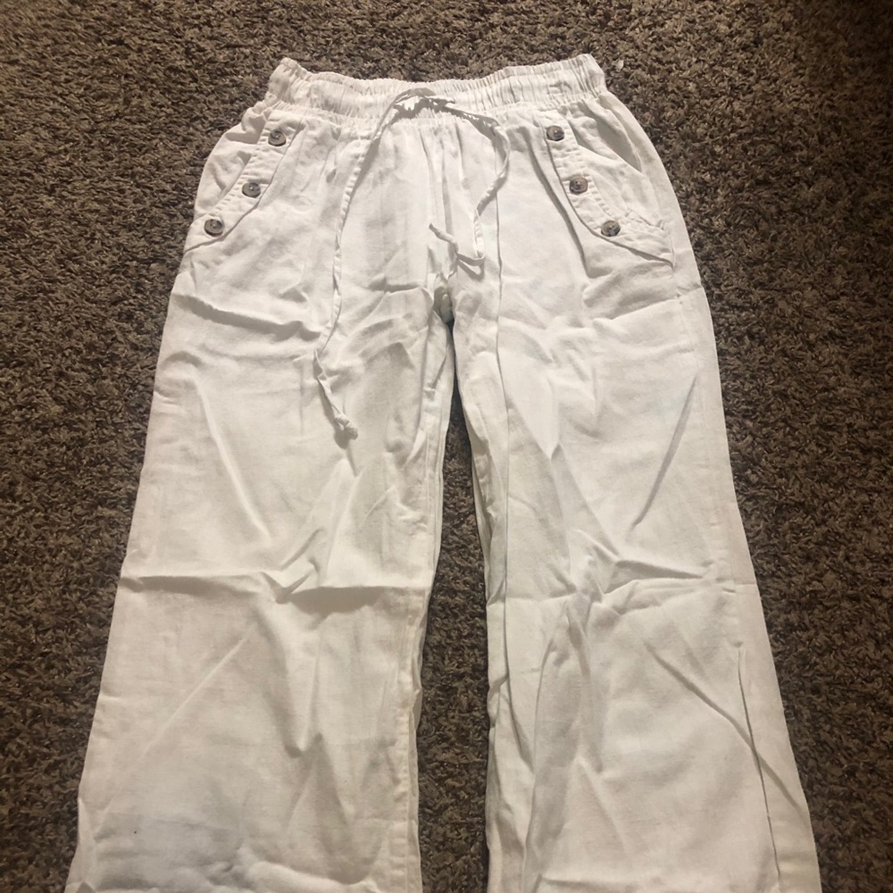 white boho pants